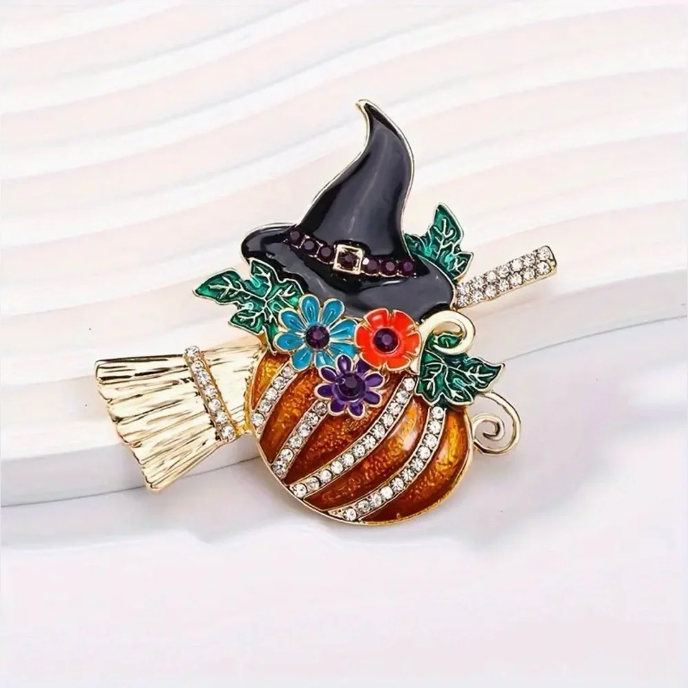 Halloween Witchy Pumpkin Brooch Pin